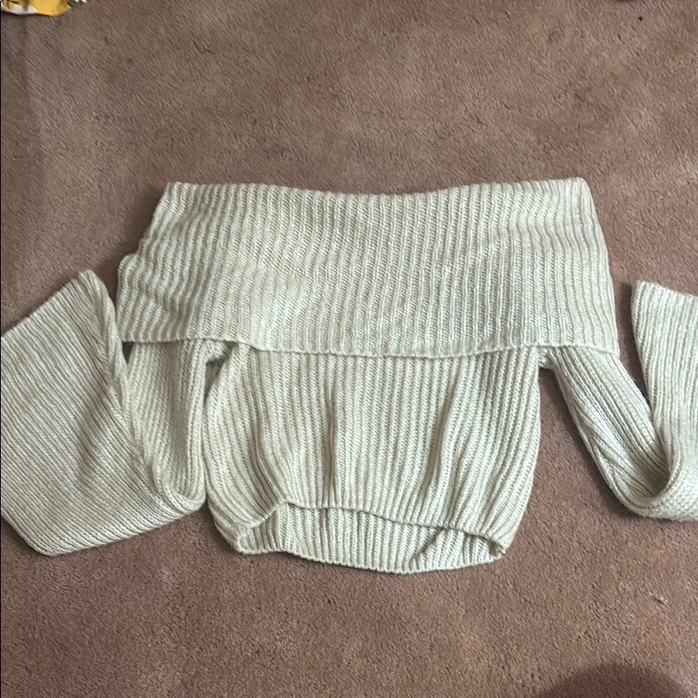 Women's Off-Shoulder Cream Sweater
